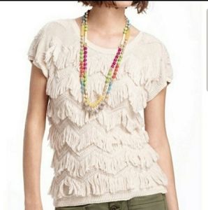 Anthropologie Fringe Knit Tee